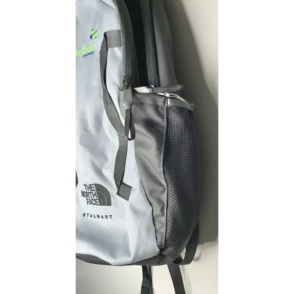 The North Face Stalwart Backpack Gray Black Laptop Bag Workbox Staffing Logo New